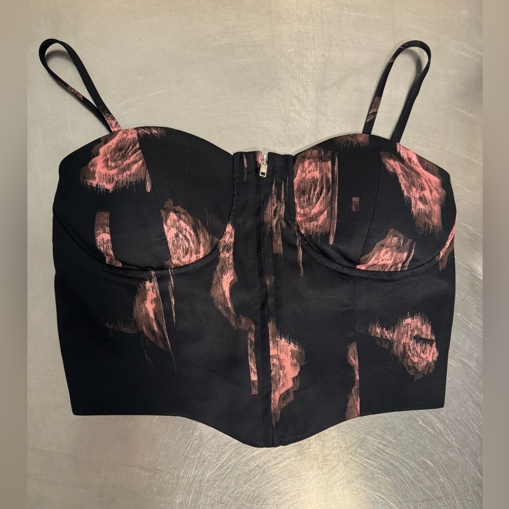 Cider- Midnight Rose zip up corset bustier